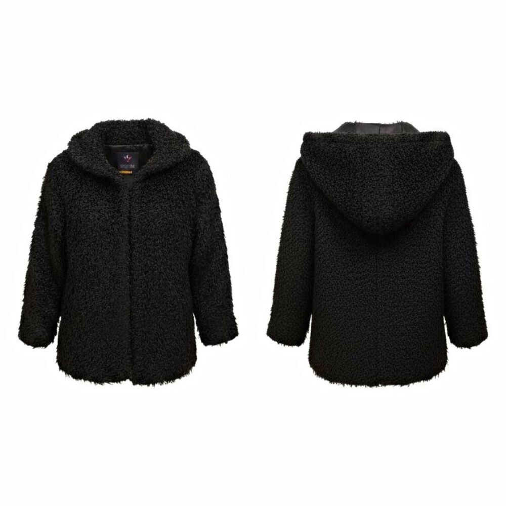 Isaac Mizrahi Live Special Edition Black Hooded Zip Mid-Length Jacket Womens S